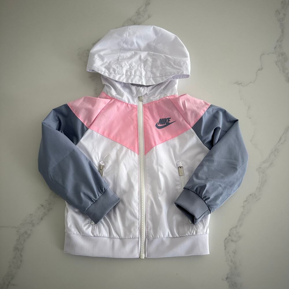White Pink and Grey Toddler Nike Windbreaker Jacket Size 2T